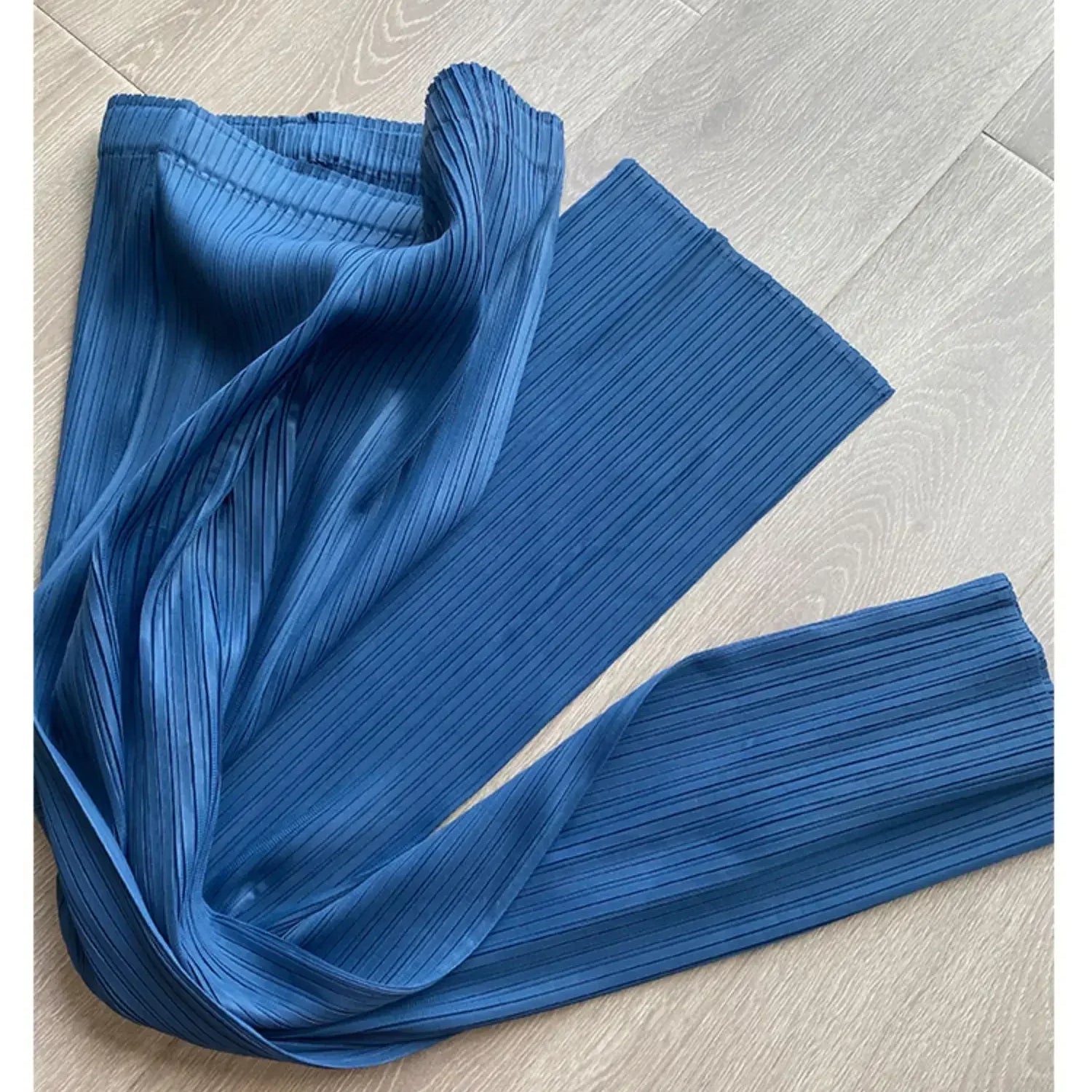 Spring Summer Autumn Women Casual Elegant Ladies Miyake Designer Casual Loose Straight Pleated Pants High Waist Trousers