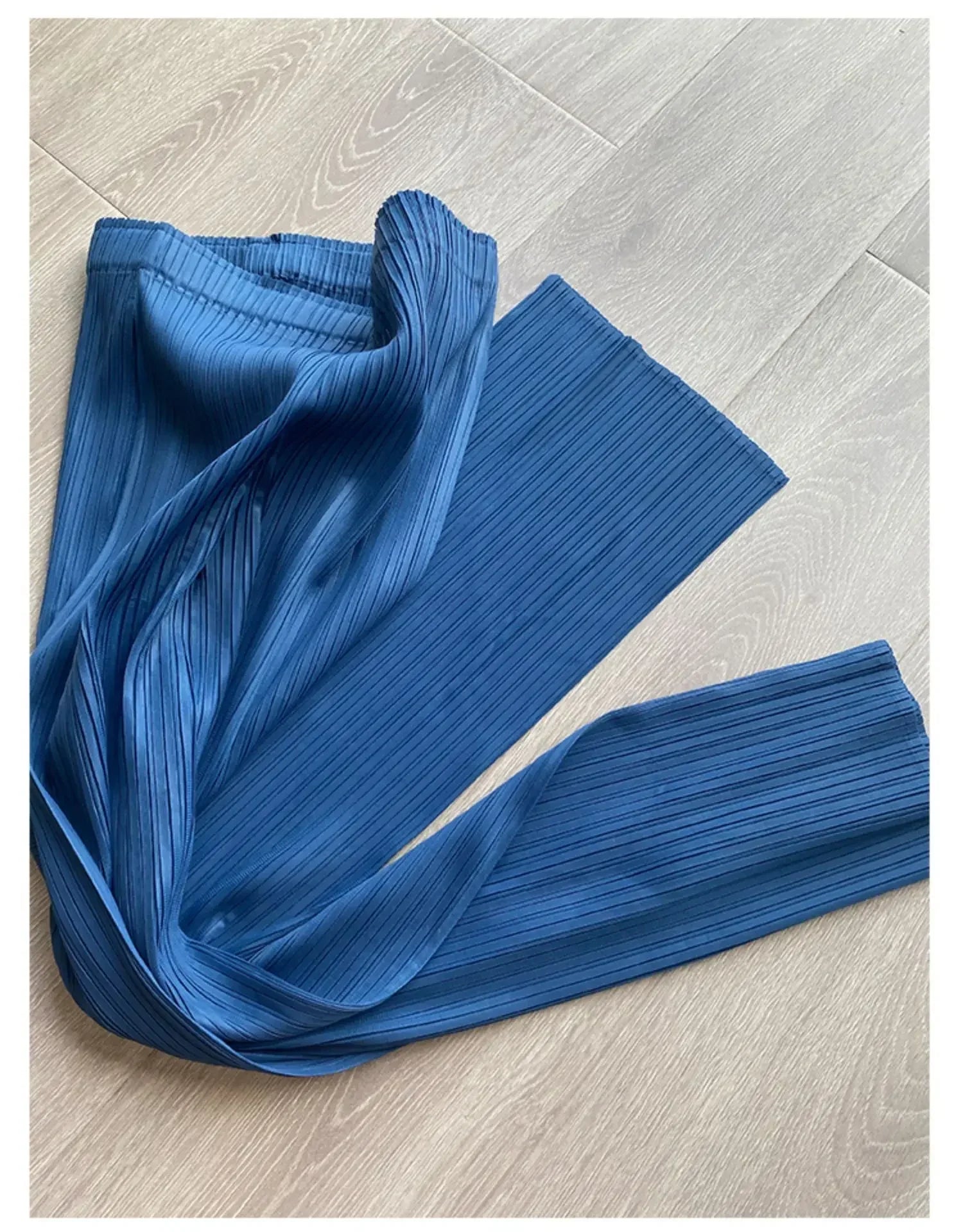 Spring Summer Autumn Women Casual Elegant Ladies Miyake Designer Casual Loose Straight Pleated Pants High Waist Trousers