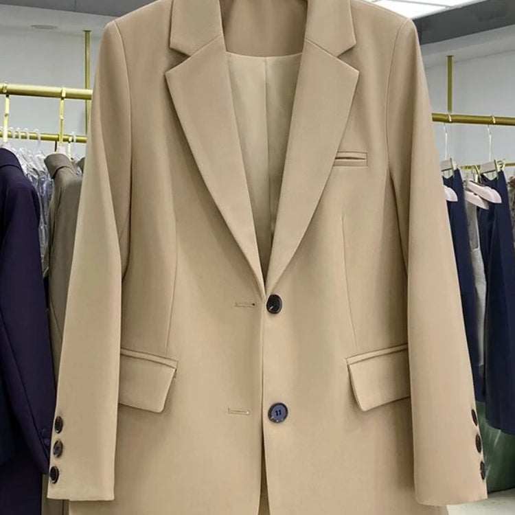 Women Jackets Pink Small Suit Women's Coat Casual Small Loose Korean Version Small Suit Women's Design Sense Blazer Women Turmeric