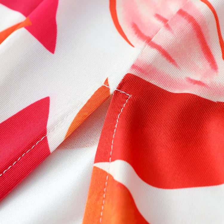 New Contrast Print Split Dress For Women Fashion Slim Sleeveless Chest Wrapping Robes Chic Lady Party Vacation Vestidos