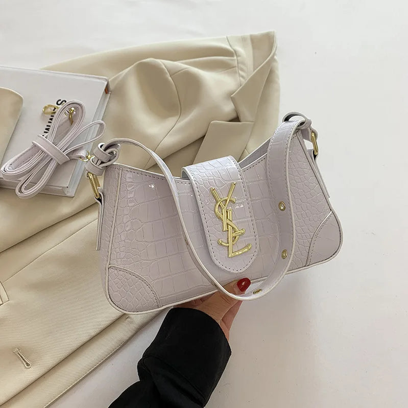 French Style Croc-Embossed Handbag 2025 New Luxury Underarm Purse, Elegant Top Handle & Crossbody Bag for Women