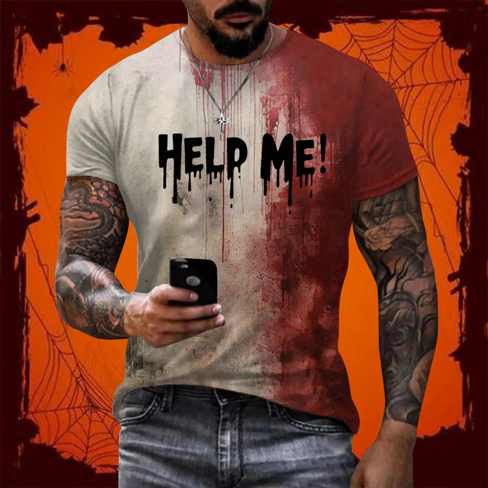 I'M Fine Bloody Shirt Problem Solved T Shirt For men Funny Halloween Blood Clothes casual short sleeved tee tops horror design EXZHH20242214R