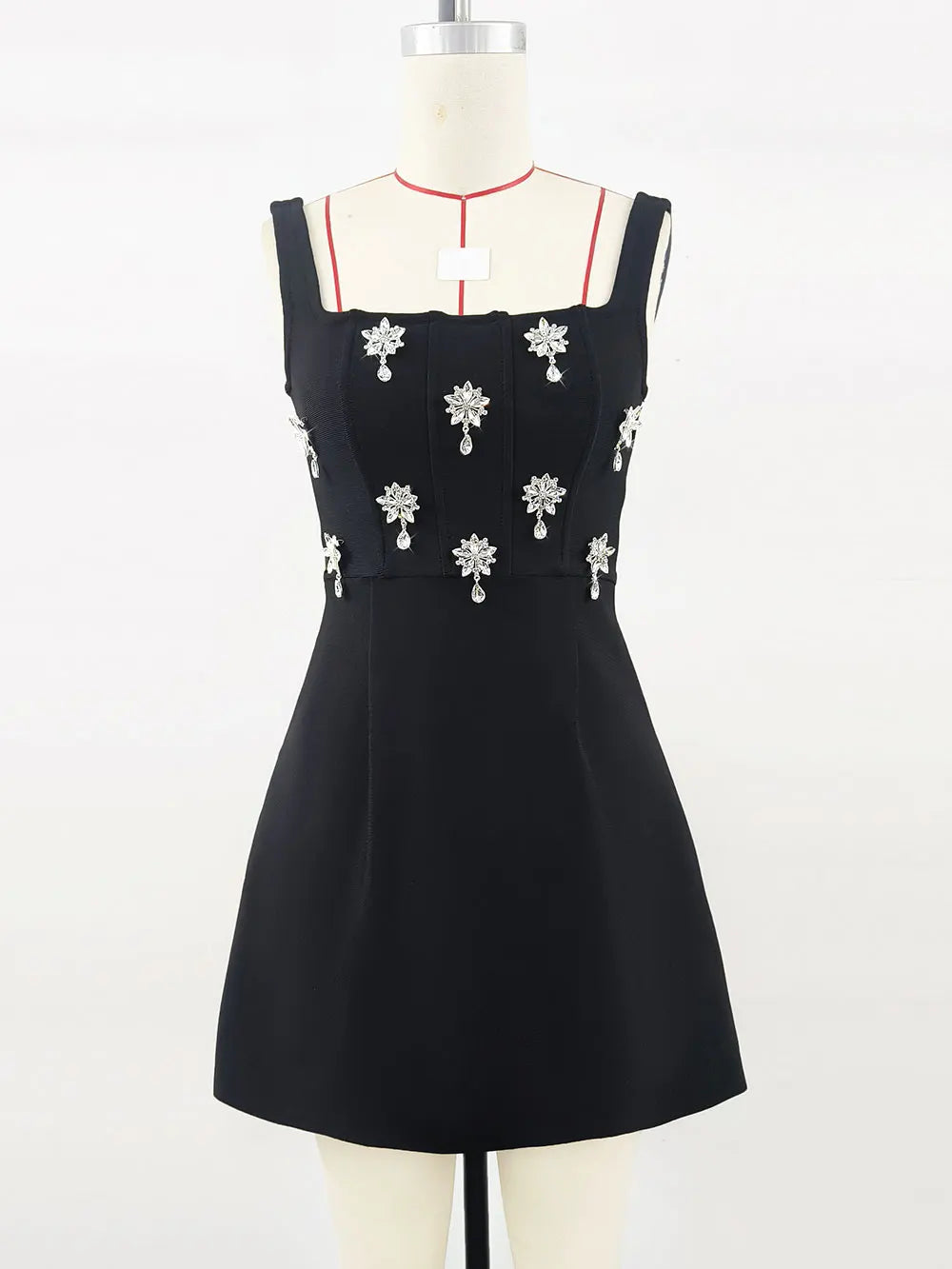 2025 Elegant Women's 3D Diamond Flower Bandage Dress Camisole Sleeveless A-line Mini Dresses Cocktail Banquet Dress Vestidos