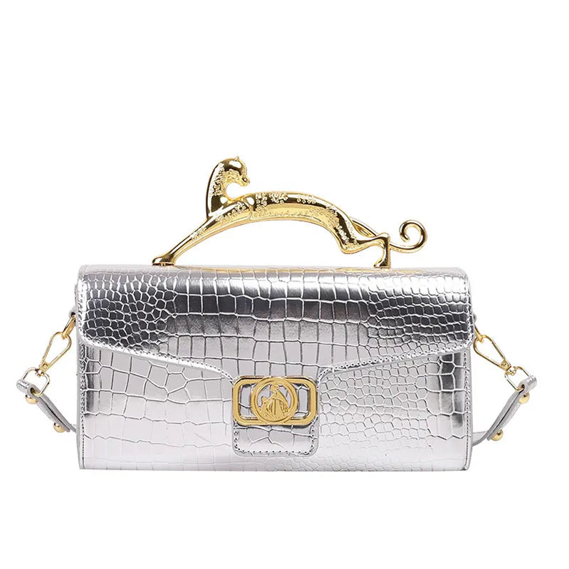 Women's Lanvi N Handbag New Bags For Women Metal Handle Leather Famous Brand Designer Crossbody Fashion Trend Shoulder Bag Silver