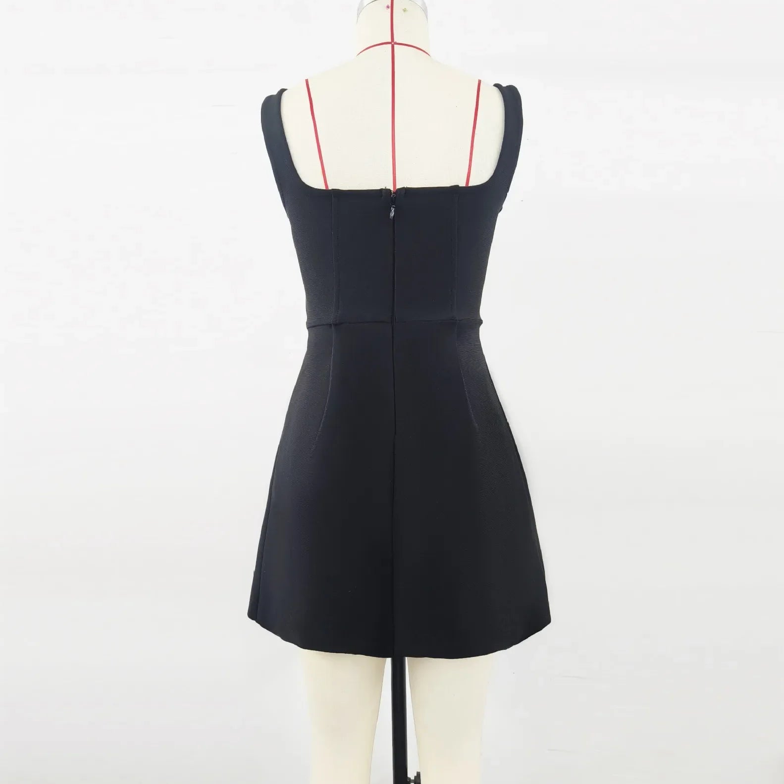 Women Sleeveless Sexy Square Collar A-Line Bodycon Mini Dress Fashion Celebrate Birthday Party Evening Dress