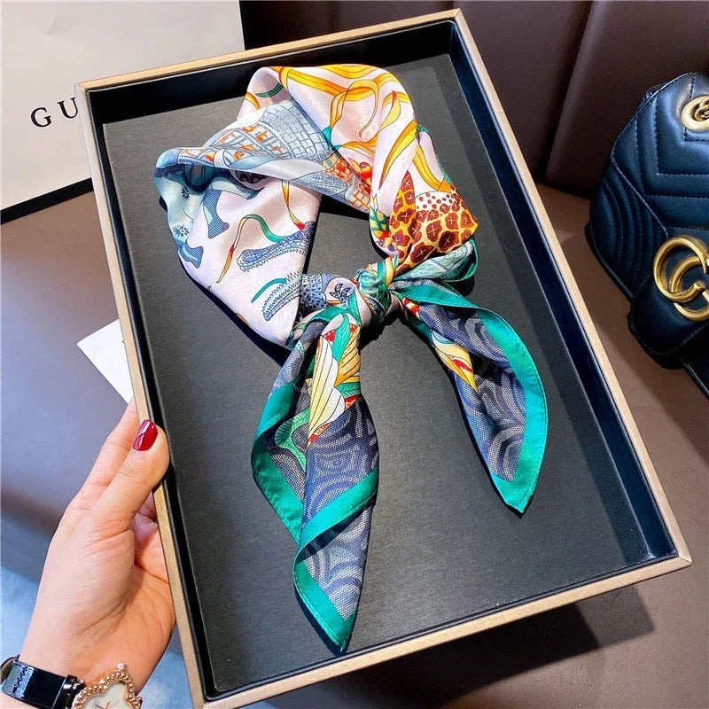Square 100% Real Silk Scarf Women Bufanda Shawls Wraps for Lady Neckerchief Natural Foulard Femme Bandana Scarves Pashmina 2023 18123 68x68cm