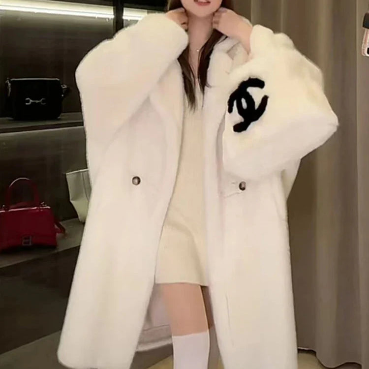 Winter High Quality Long Oversized White Thick Warm Teddy Bear Coat Women with Hood Loose Casual Korean Fashion 2023
