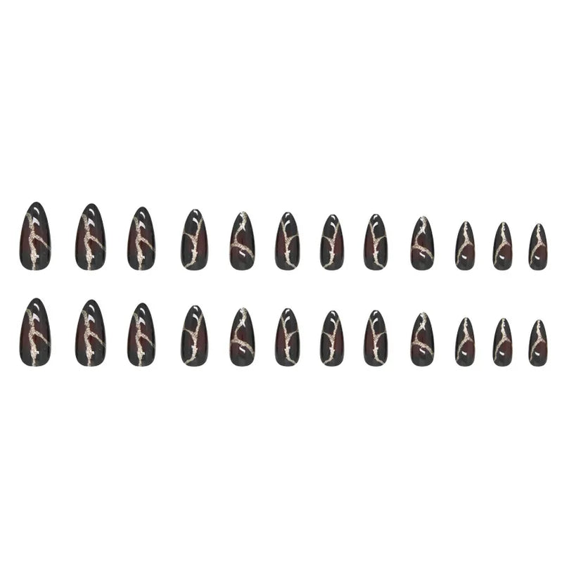 24 PCs Long French Minimalist Gold Nails with 1 Jelly Gel and 1 Nail File 24 PCs Long French Minimalist Gold Nails with 1 Jelly