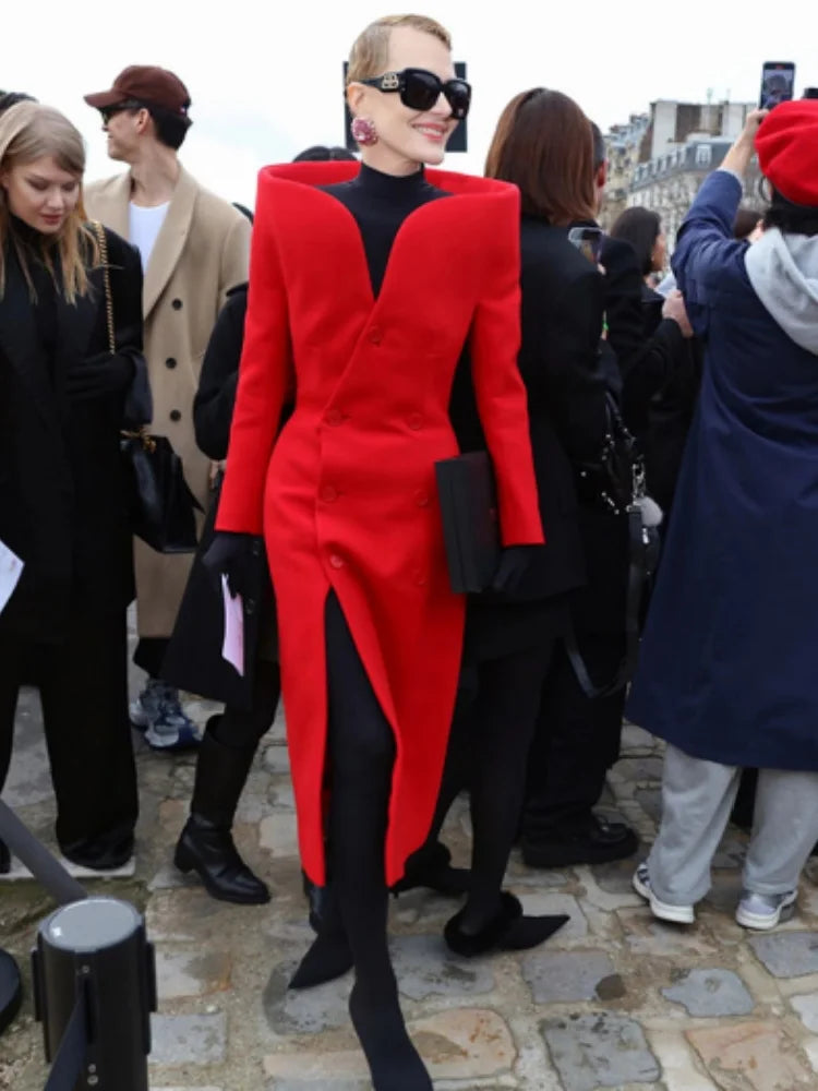 Vestido de festa feminino, preto, vermelho, manga longa, sexy, ombro de fora, colado, comprimento médio da panturrilha, celebridade, traje para tapete vermelho