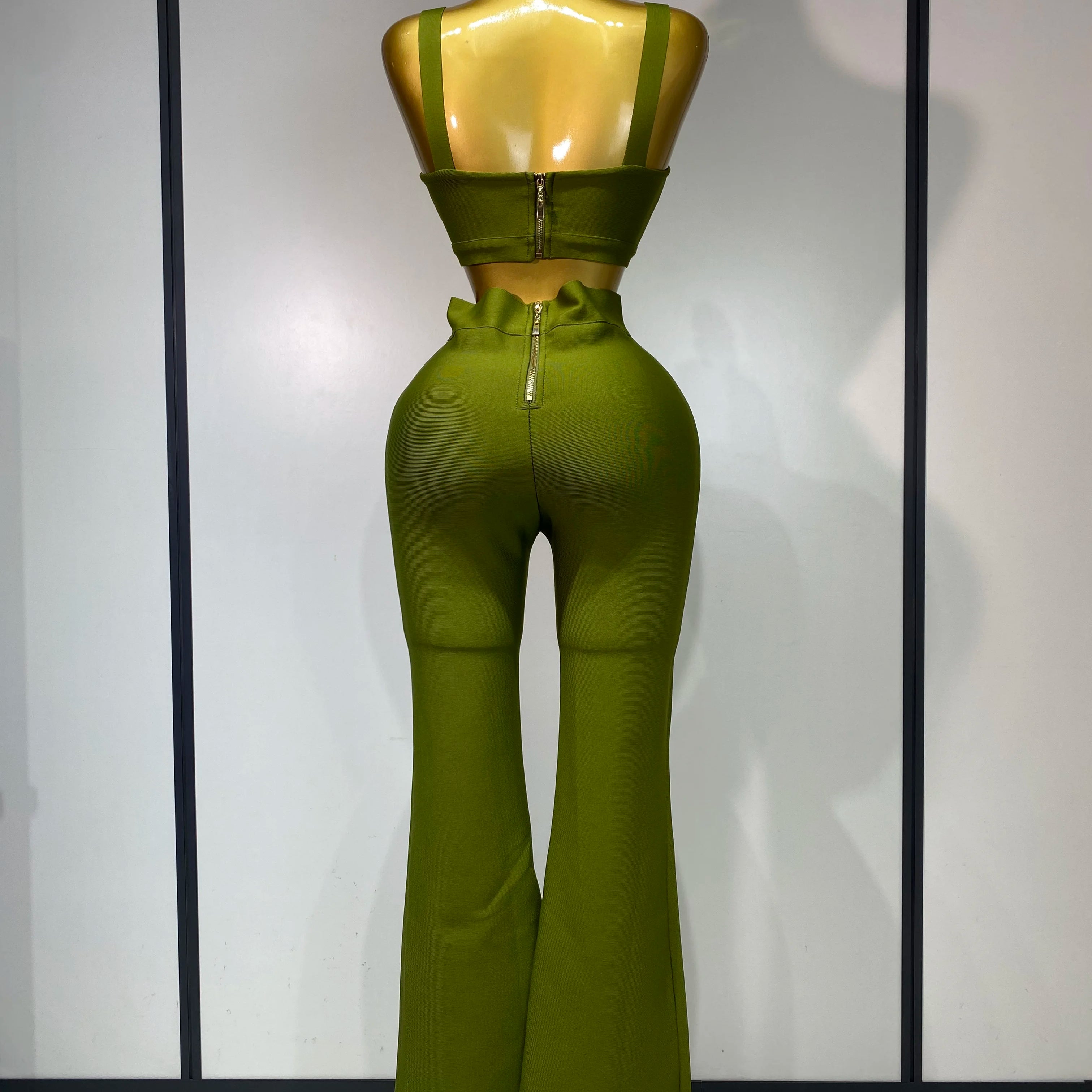 Women Sexy Bandage Crop Top Pant Set Evening Party Club Luxury Birthday High Street Fashion Elegant Luxury Birthday Outfit ﻿