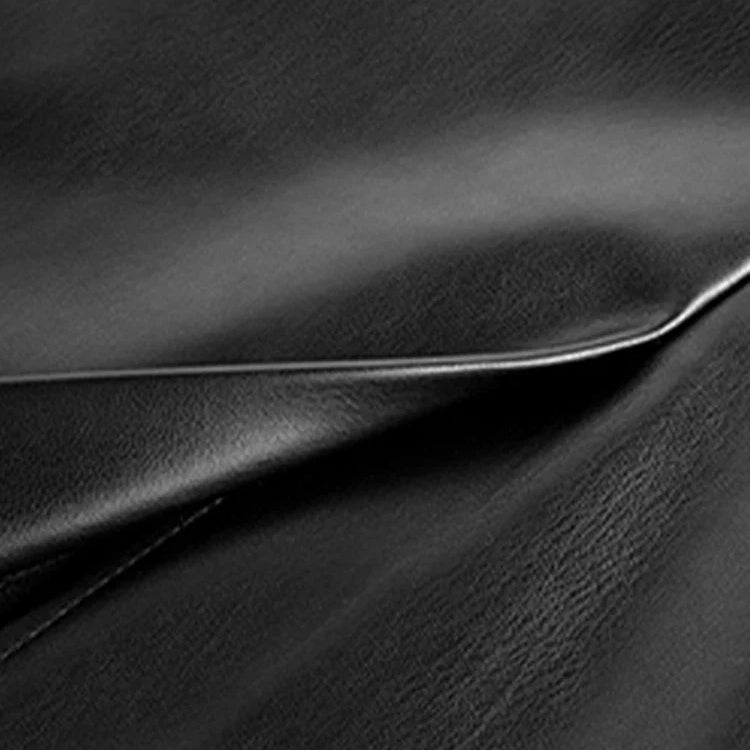 Lautaro Spring Midi Black Soft Pu Leather Pencil Skirt Women with Back Slit Belt High Waist Long Office Skirts Fashion 2022