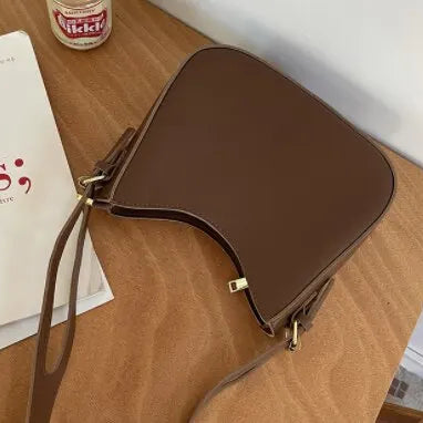 Vintage Women's Shoulder Bag Fashion Solidr Casual Outdoor Bag Handbags Zipper Crossbody Small Shoulder Bag SB376-Brown