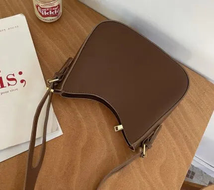 Vintage Women's Shoulder Bag Fashion Solidr Casual Outdoor Bag Handbags Zipper Crossbody Small Shoulder Bag SB376-Brown