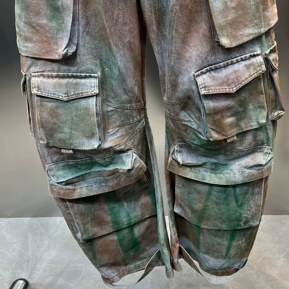 Women's Off Shoulder Jumpsuit Elastic Waist Stretchy Camouflage Cargo Loose Wide Leg Overall Rompers