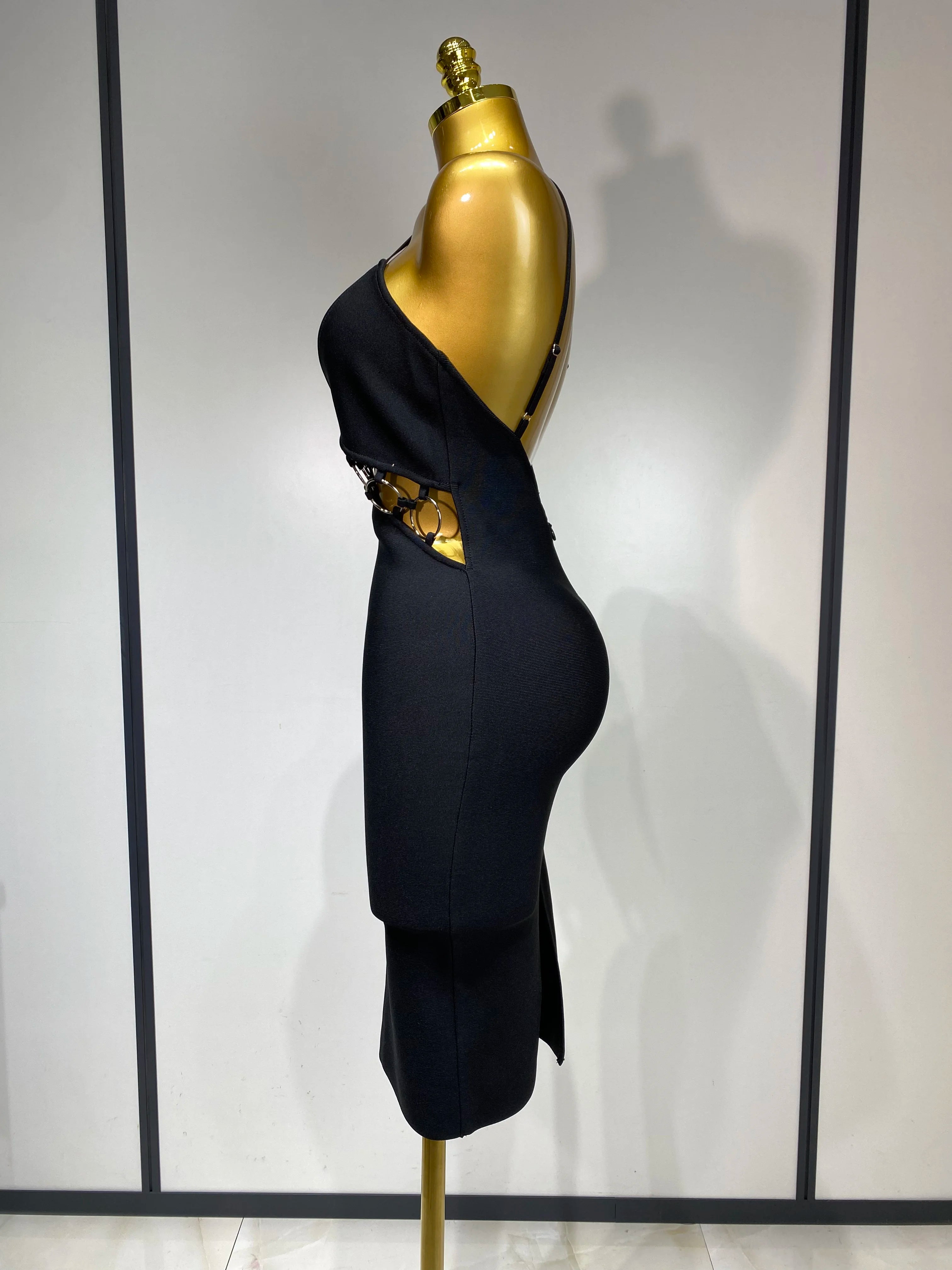 High Quality Women Sexy Backless Bodycon Bandage Dress Nightclub Party Evening Dress Luxury Birthday Cut Out Black Dresses