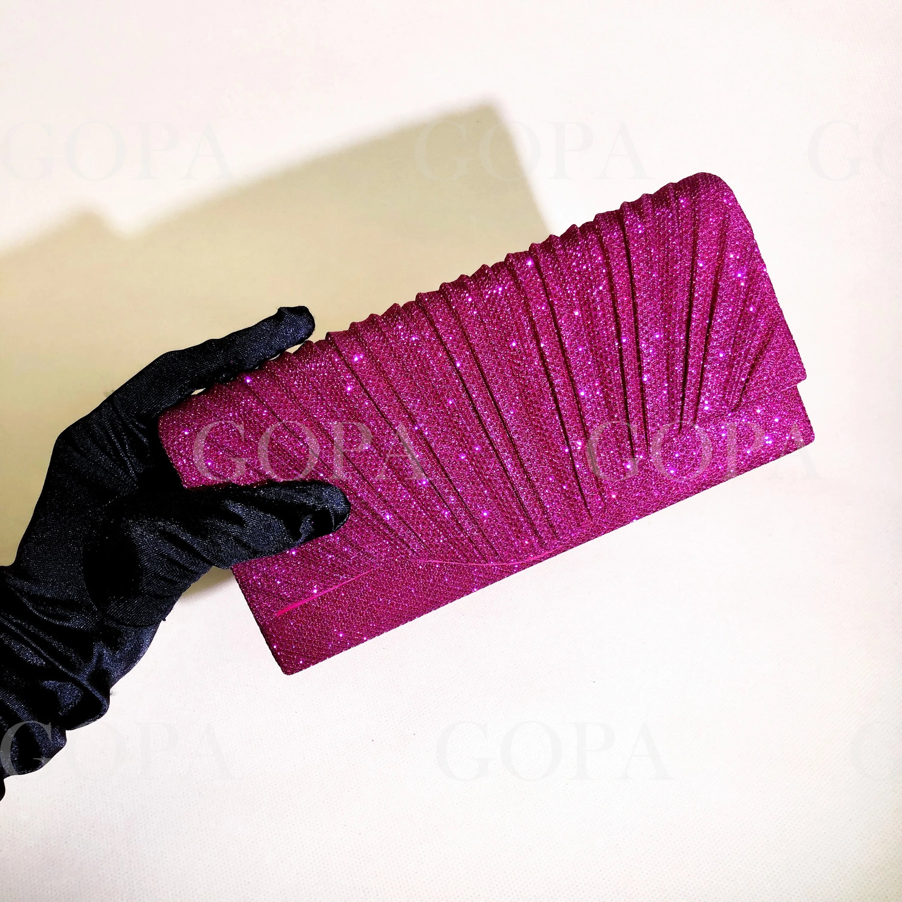 Women Lady Female Evening Dinner Clutch Shimmering Elegant Bag Shoulder bag Handbag Glitter Purse Party Coctail Wedding FUCHSIA
