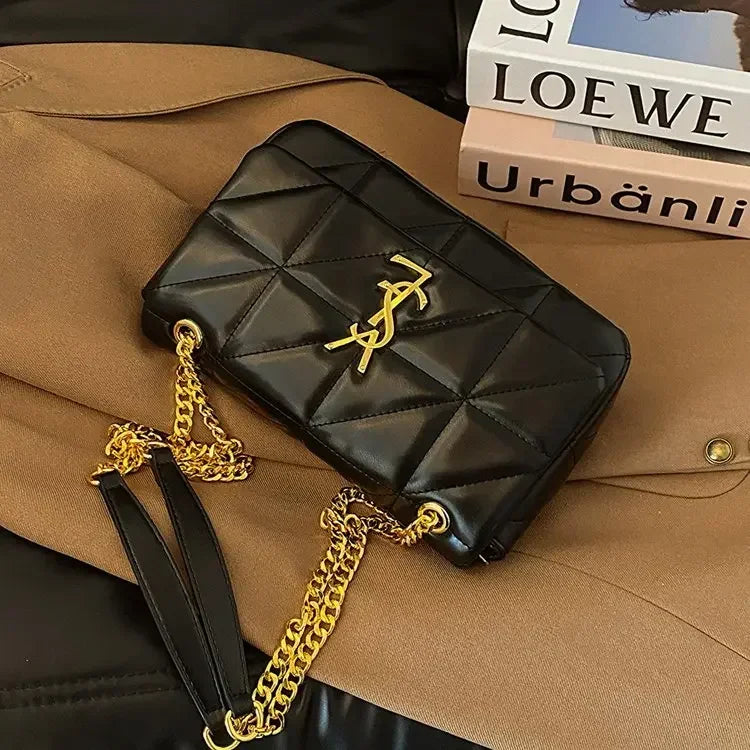 2025 Premium! Bolsa De Ombro Moderna Com Corrente De Diamante | Mensageiro Quadrado Pequeno Versátil Feminino Para Deslocamento