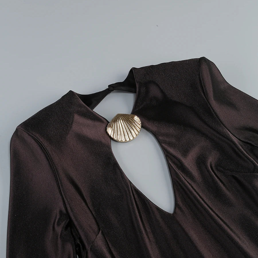 Arrival Women Long Sleeve Sexy Keyholes Bodycon Floor-length Dress Elegant Evening Party Prom Runway Fashion Dress