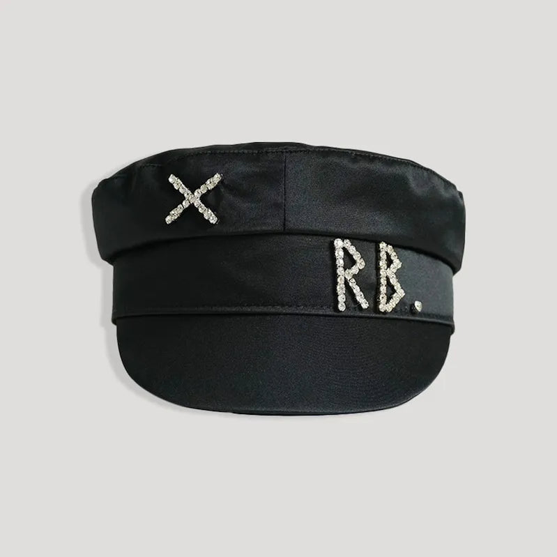 Women Hats Crystal baker boy hat Wool Newsboy Caps Female Flat Militray Caps Visor S-XL Stain-black