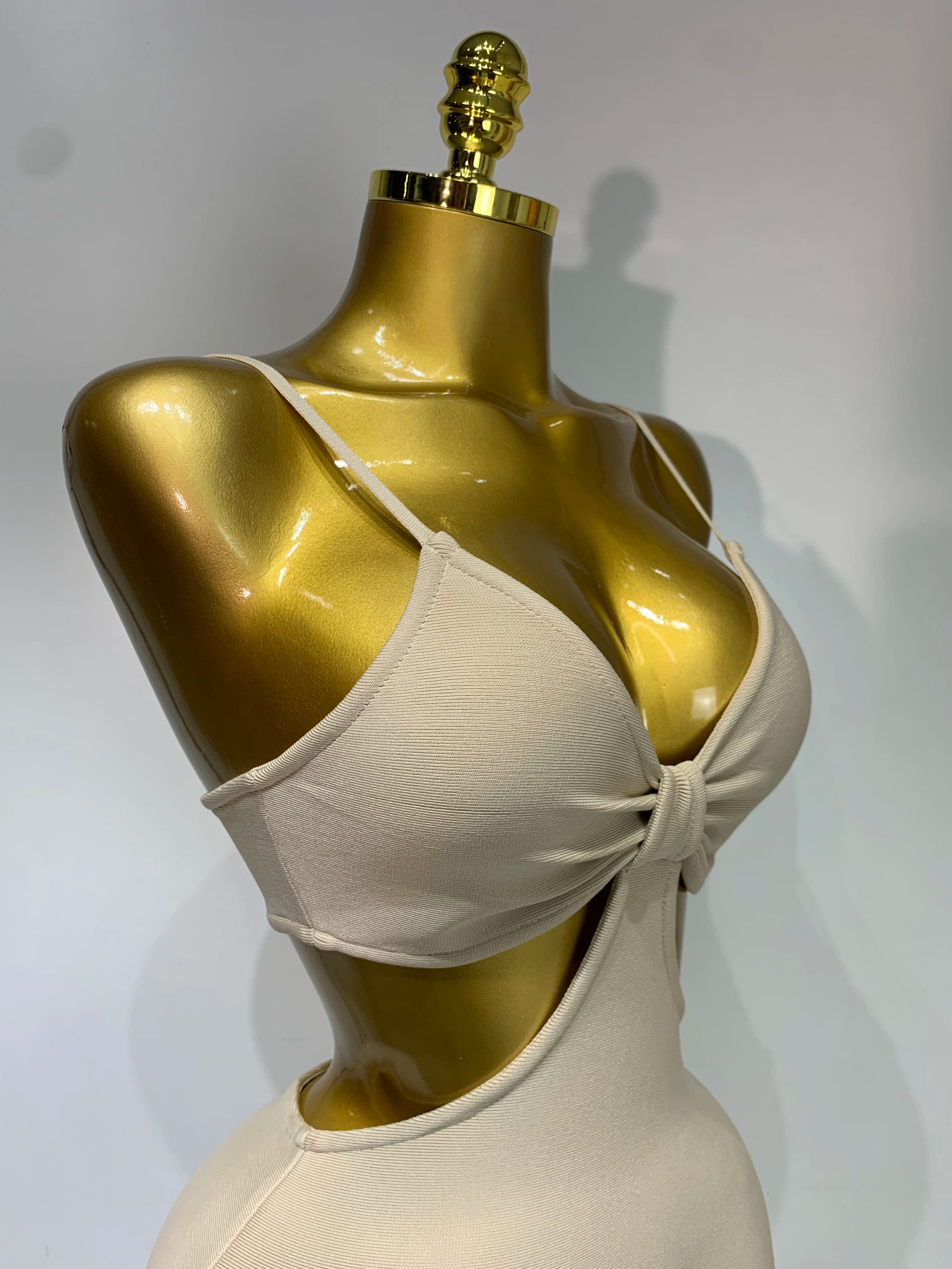 Women Sexy V Neck Backless Khaki Bodycon Bandage Dress 2025 Celebrity Elegant Evening Club Party Luxury Birthday Dress