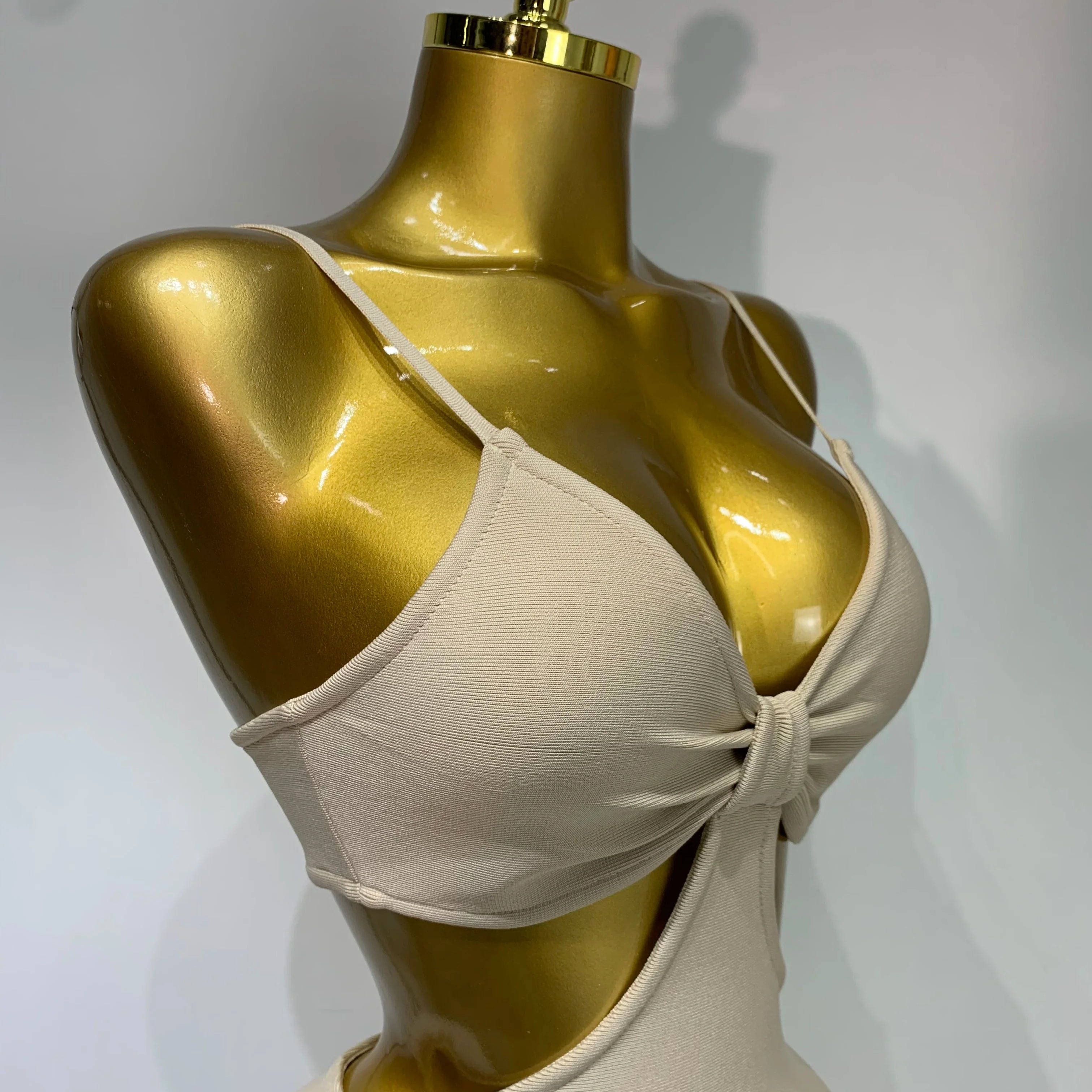 Women Sexy V Neck Backless Khaki Bodycon Bandage Dress  Celebrity Elegant Evening Club Party Luxury Birthday Dress