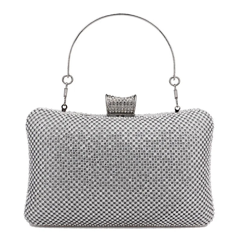 Rhinestones Women Bags Hollow Out Style Fashion Evening Bags Chain Shoulder Handbags Party Wedding Day Clutch Purse YM3214silver
