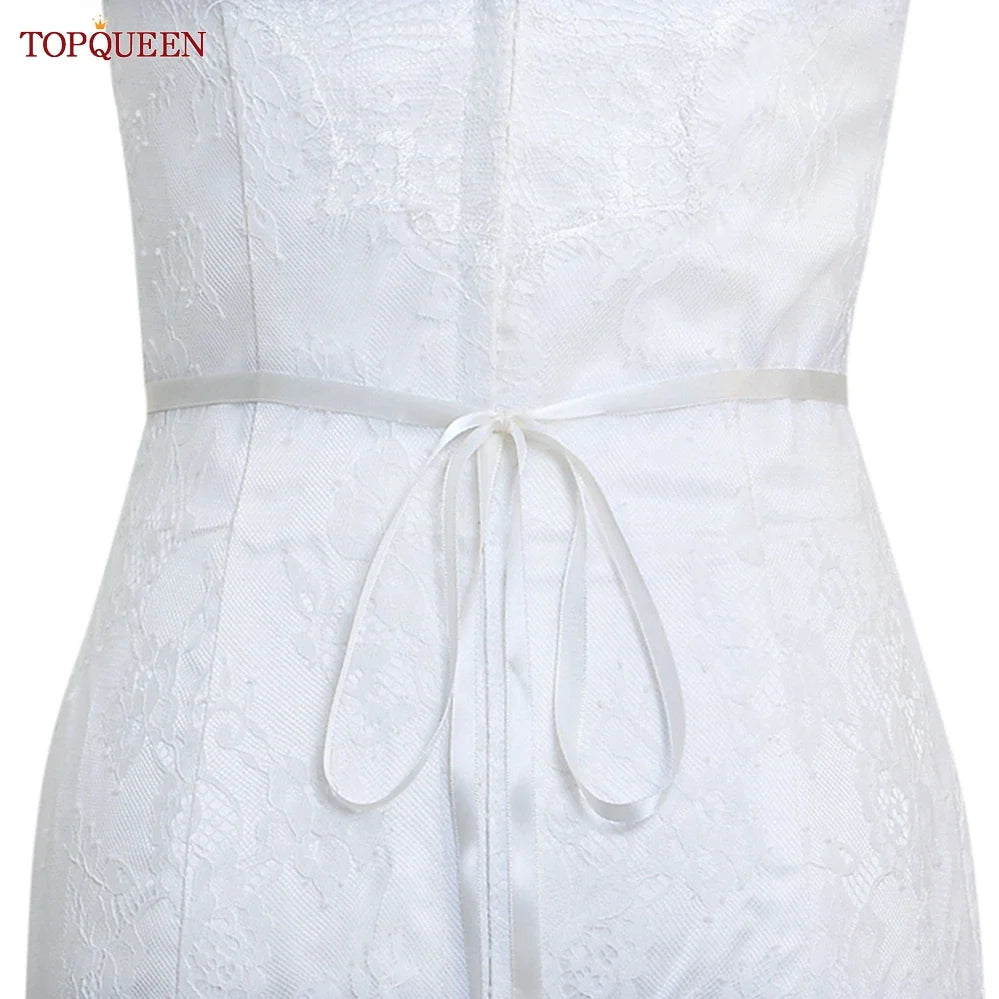 TOPQUEEN New Style Bridal Belt Silver Fancy Rhinestone Women Wedding Dress Accessories Satin Ribbon Belt S51 off white ribbon