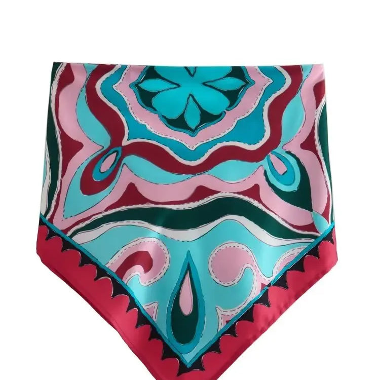 BlingBlingee Summer Printed Women Wide Pants Satin Suits Traf Asymmetric Sleeveless Strapless Crop Top Female Sets Y2K Only Camis