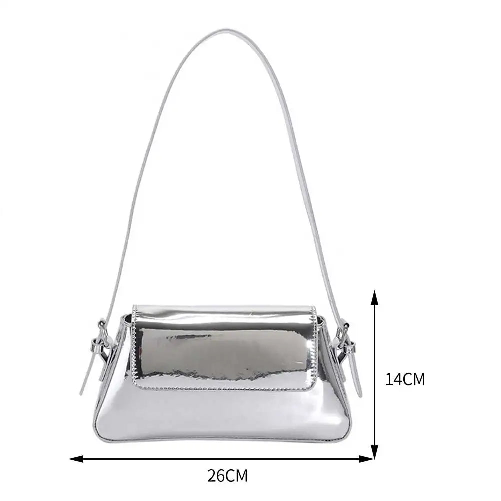 Luxury Designer Handbags for Women Laser Armpit Bag Brand Shoulder Bag Silver Chic Female Top Handle Bag Shopper Tote Bag Purse Silver