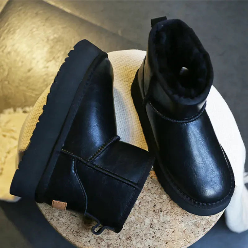 Women's Newest Australian Classic Real Cowhide Real Wool Snow Boots Winter Waterproof Stain and Oil Resistant Warm Leather P-2