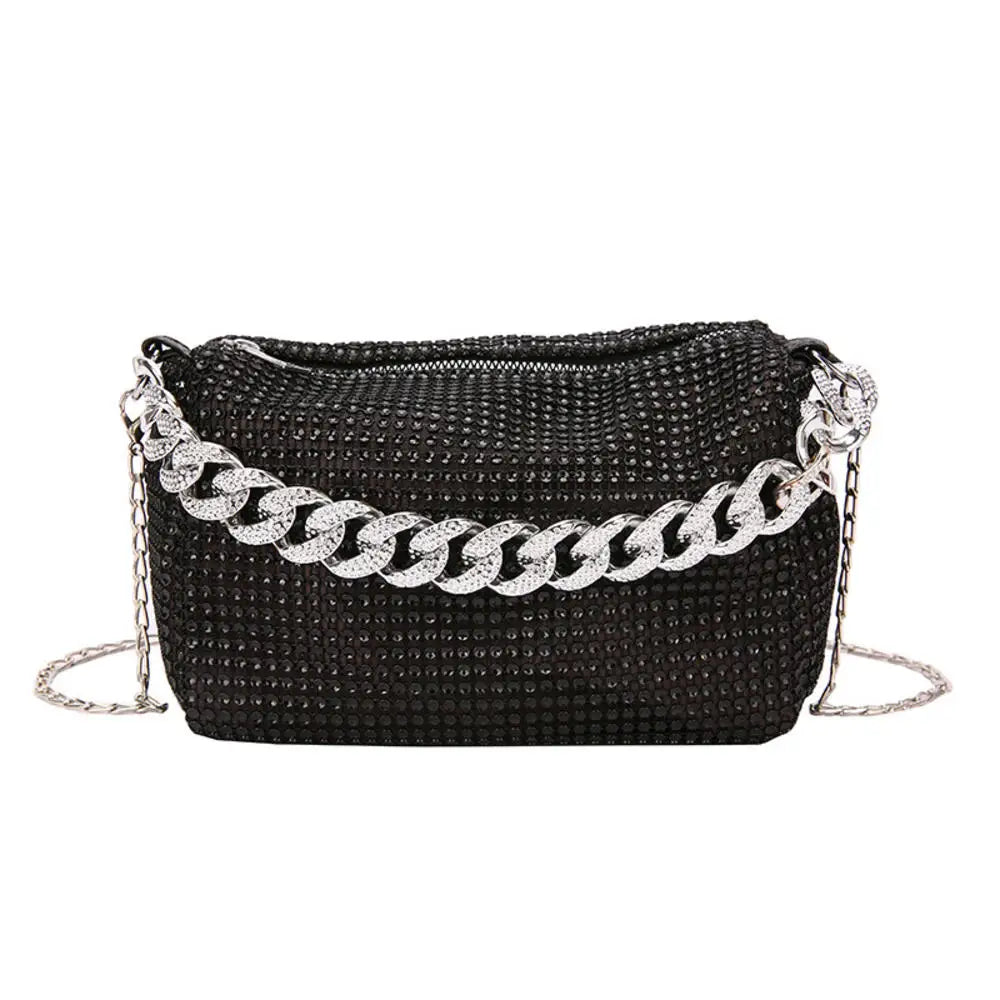 Personalized Small Waist Bags For Women Stylish Commuter Sequined Handbags Shoulder Strap Bag Lightweight Casual Shoulder Bag 1-Black