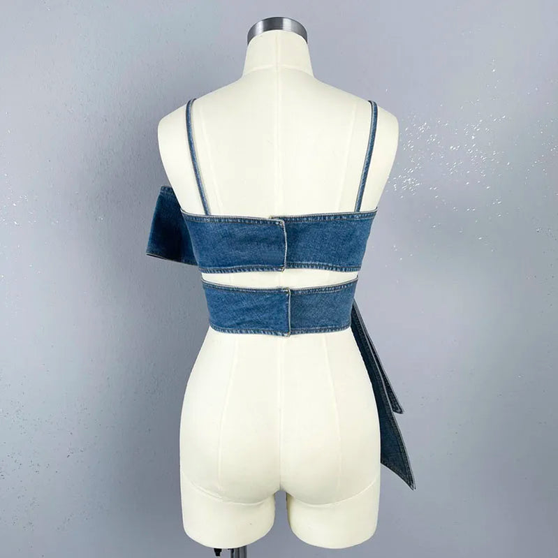 y2k spring and summer three-dimensional bow plunge sleeveless camisole Women's tube top2024korean fashion short crop top women