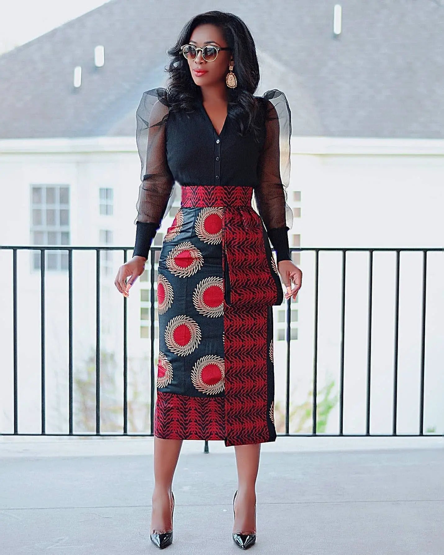 CM.YAYA Women Skirts Print High Waist Stretchy Bodycon Midi Skirt Ladies Vintage Fashion Streetwear 2024 Autumn Winter Elastic