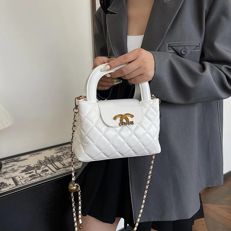 Textured Rhombus Chain Bag Women's 2025 New Spring Fashion Shoulder Bag Commuter Casual Messenger Bag Bag Bag