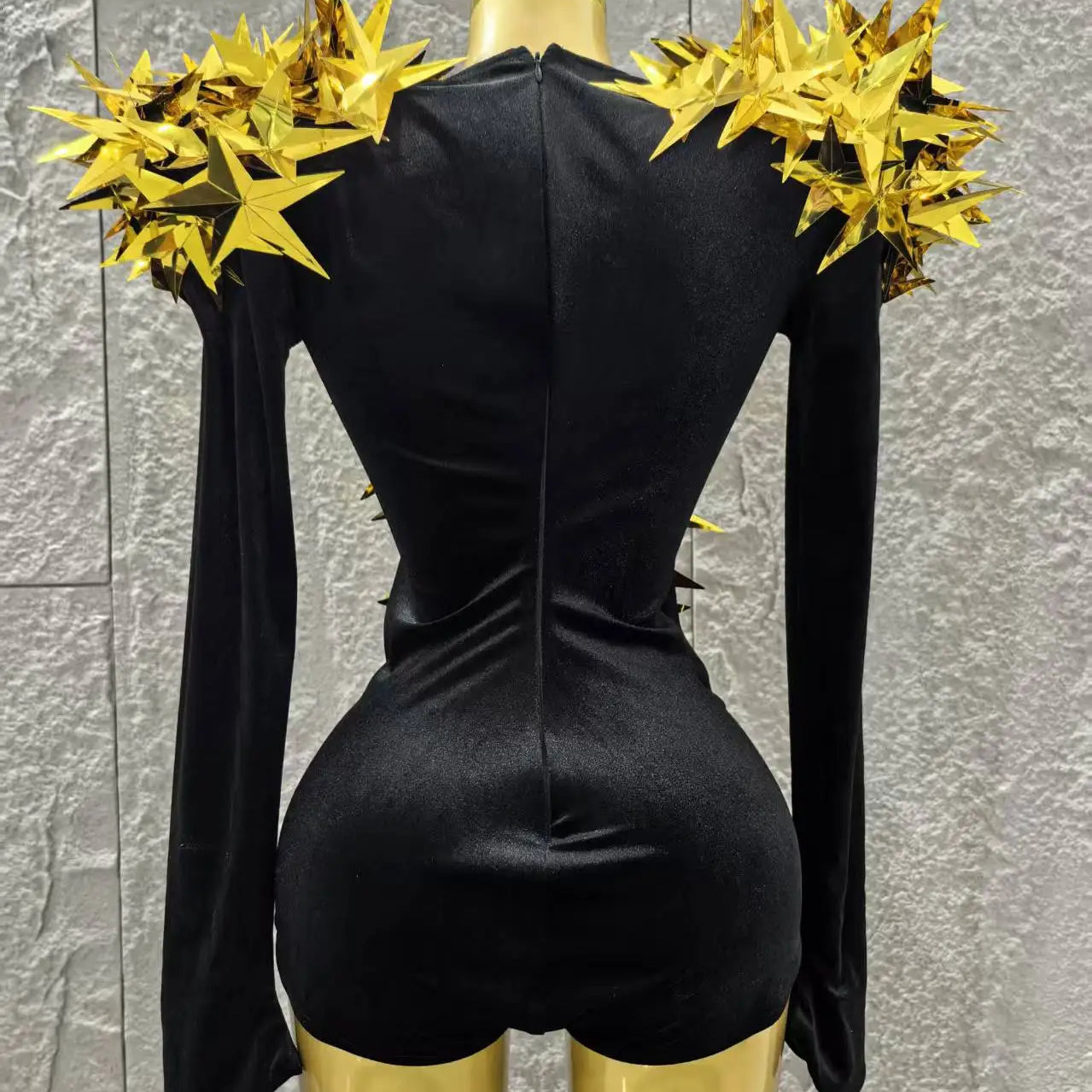 STOCK Shinning Star Sequins Women Long Sleeve Sexy High Stretch Bodycon Bodysuit Celebrate Bar Dancer Performance Costume