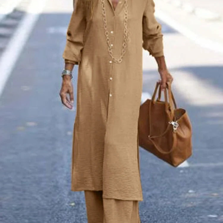 Summer Fashion Plus Size Women's New Matching Collection Elegant Loose Robe Wide Leg Pants Temperament Two Piece Set