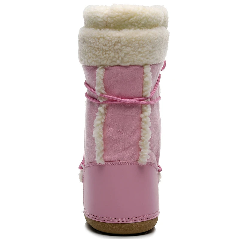 Women's Winter Boots 2023 Women Snow Boots Cold-proof Warm Mid-calf Pink Space Boots Slip-resistant Cotton Woman Winter Shoes