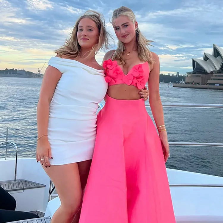 Chic Flower Printed V Neck Beach Dress For Women Fashion Sleeveless Backless Ruffles Midi Dresses 2025 Summer Lady Holiday Robes