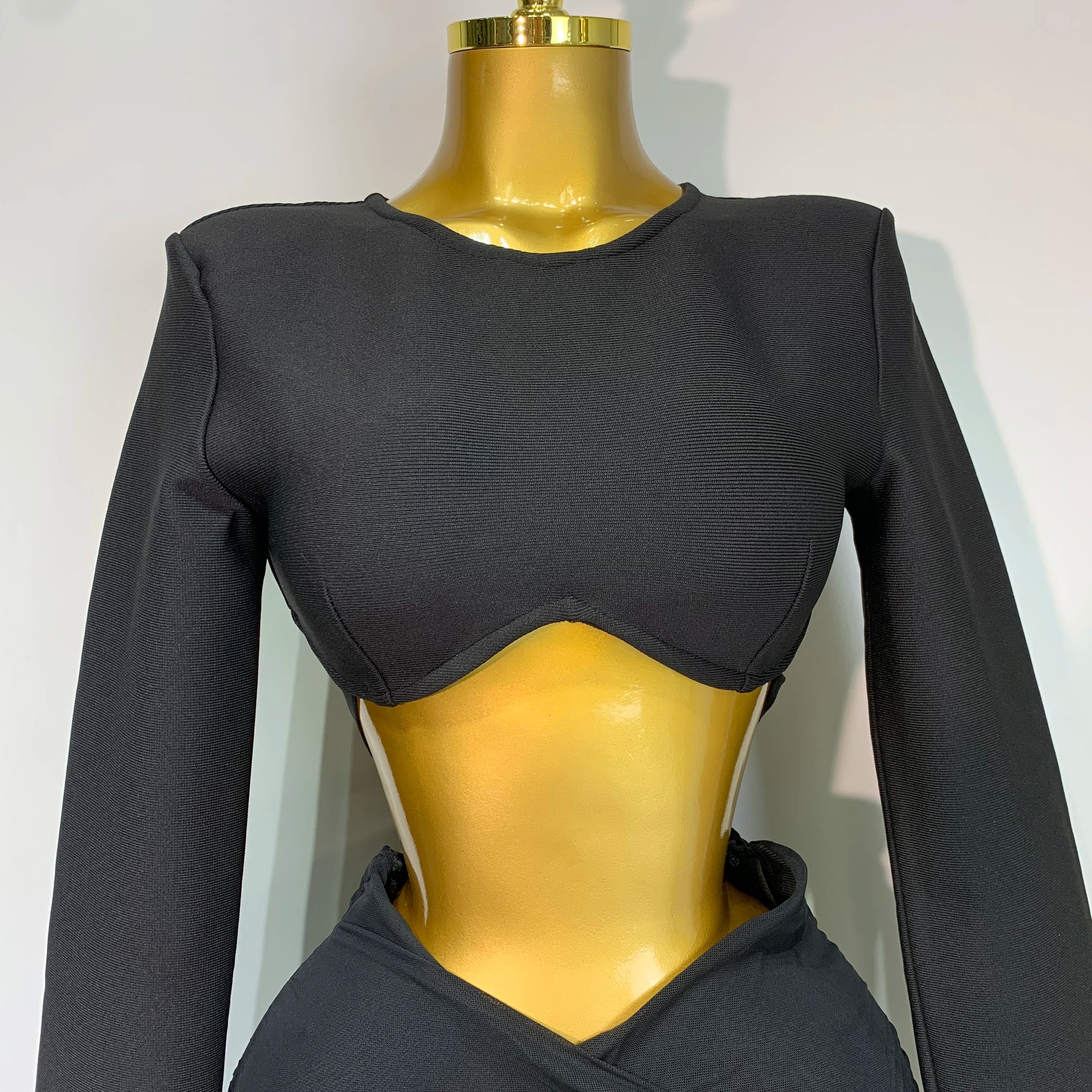 Luxury Birthday Dress Women Sexy Long Sleeve Feather Black Mesh Mini Bodycon Bandage Dress Elegant Evening Club Party Dress ﻿