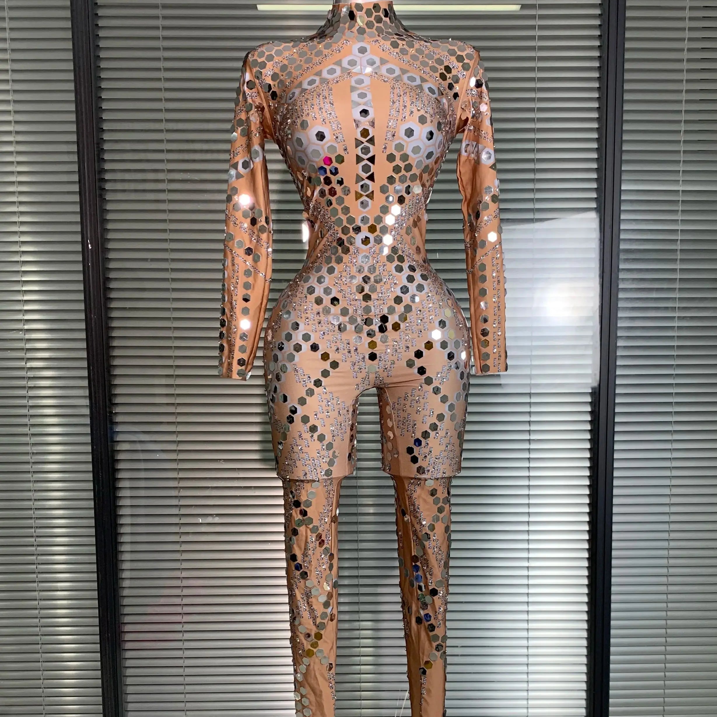 New 2025 Women Sexy Glitter Sequins Skin Bodycon Jumpsuit Celebrity Designer Singer Dancer Night Club Rompers