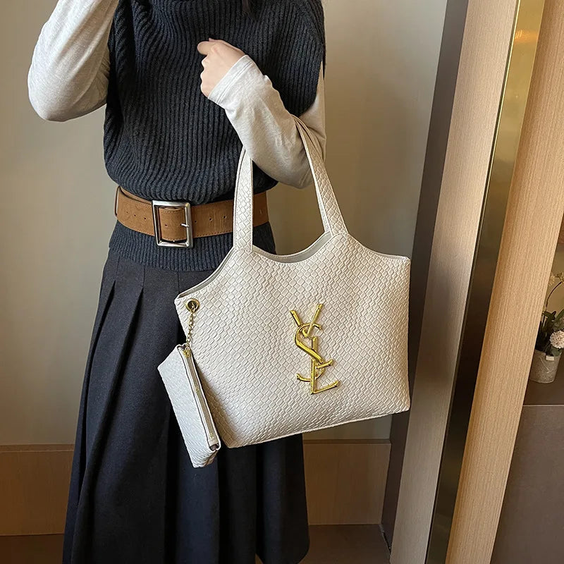 Large Tote Bag for Women,Big Woven Shopper, Fashionable Work Bag, Spacious Laptop Purse for Commute, Shoulder & Underarm Handbag