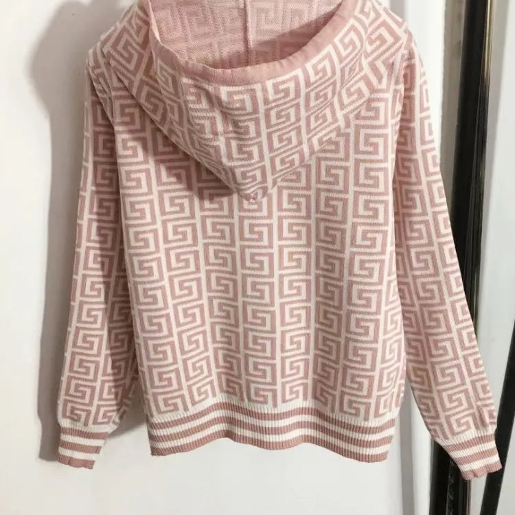 Knitted Hooded Sweater Hoodies Set For Women Autumn Winter Luxury Brand Designer Stitch Knitwear Pullover Tops Clothes