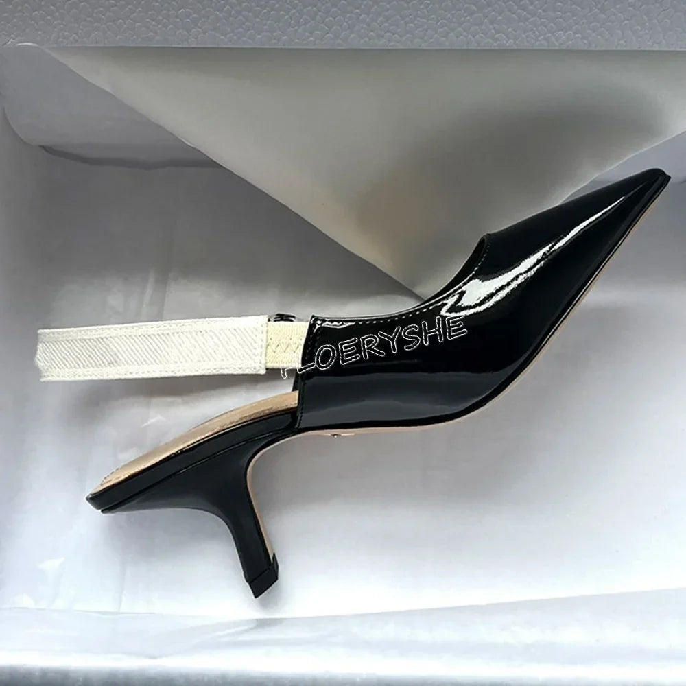 Black Patent Leather Stiletto Pumps Summer New Arrival Solid Luxury Women Pointed Toe Thin High Heel Party Sexy Shoes 6.5cm heel