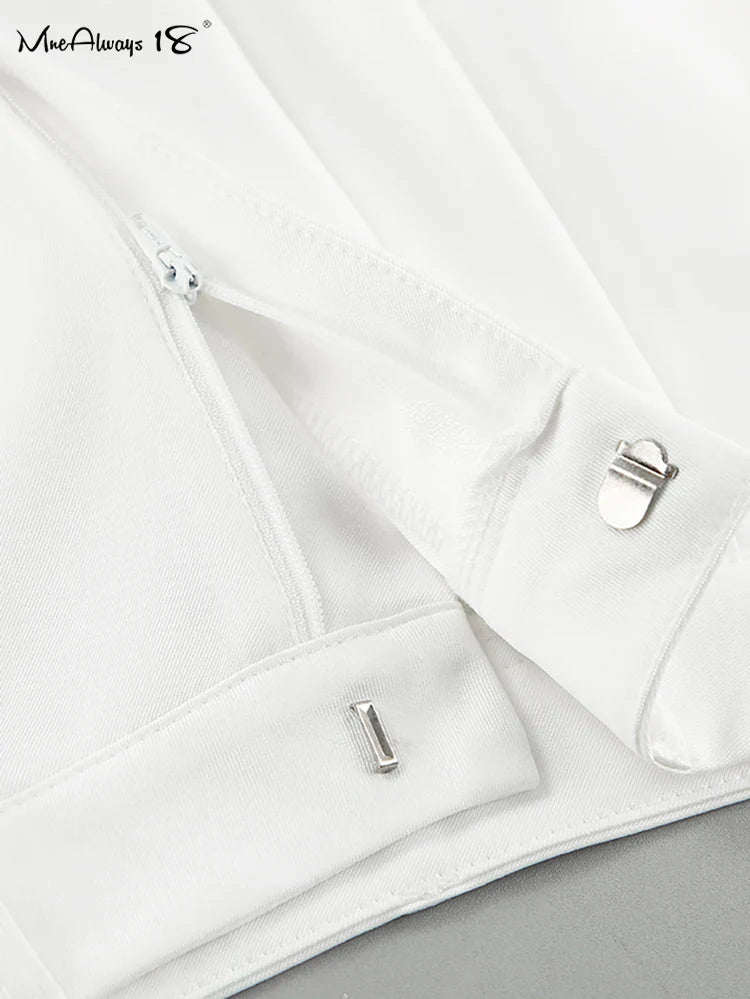 Mnealways18 White Satin High Waist Pants Elegant Women Floor-Length Pleated Trousers Casual Office Ladies Thin Baggy Pants 2024