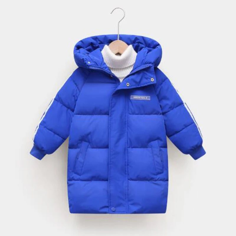 Winter boys girls plus velvet warm hooded jacket 2-9 years old Korean down overcoat thickening fashion children's clothing Photo Color 2