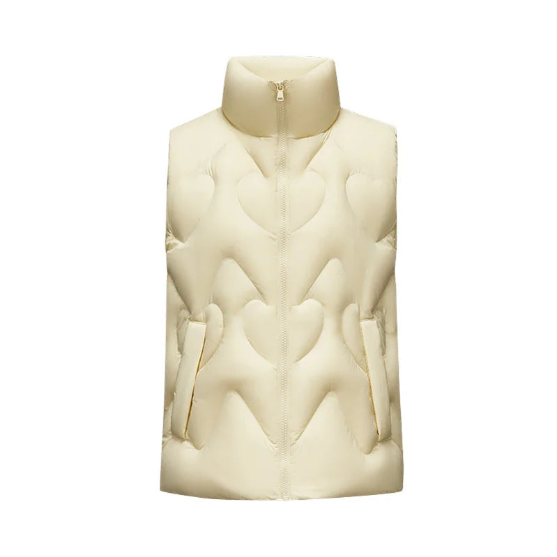 Down Vest Women Design Love Sweet Slim Winter New Stand Collar Three-proof Jacket yellow