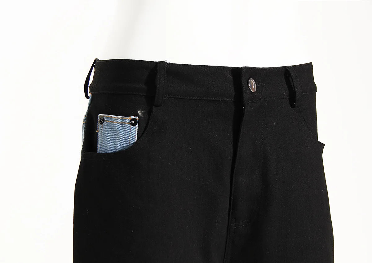 Women's High Waisted Jeans Straight Leg Colorblock Spring Autumn Casual Denim Pants