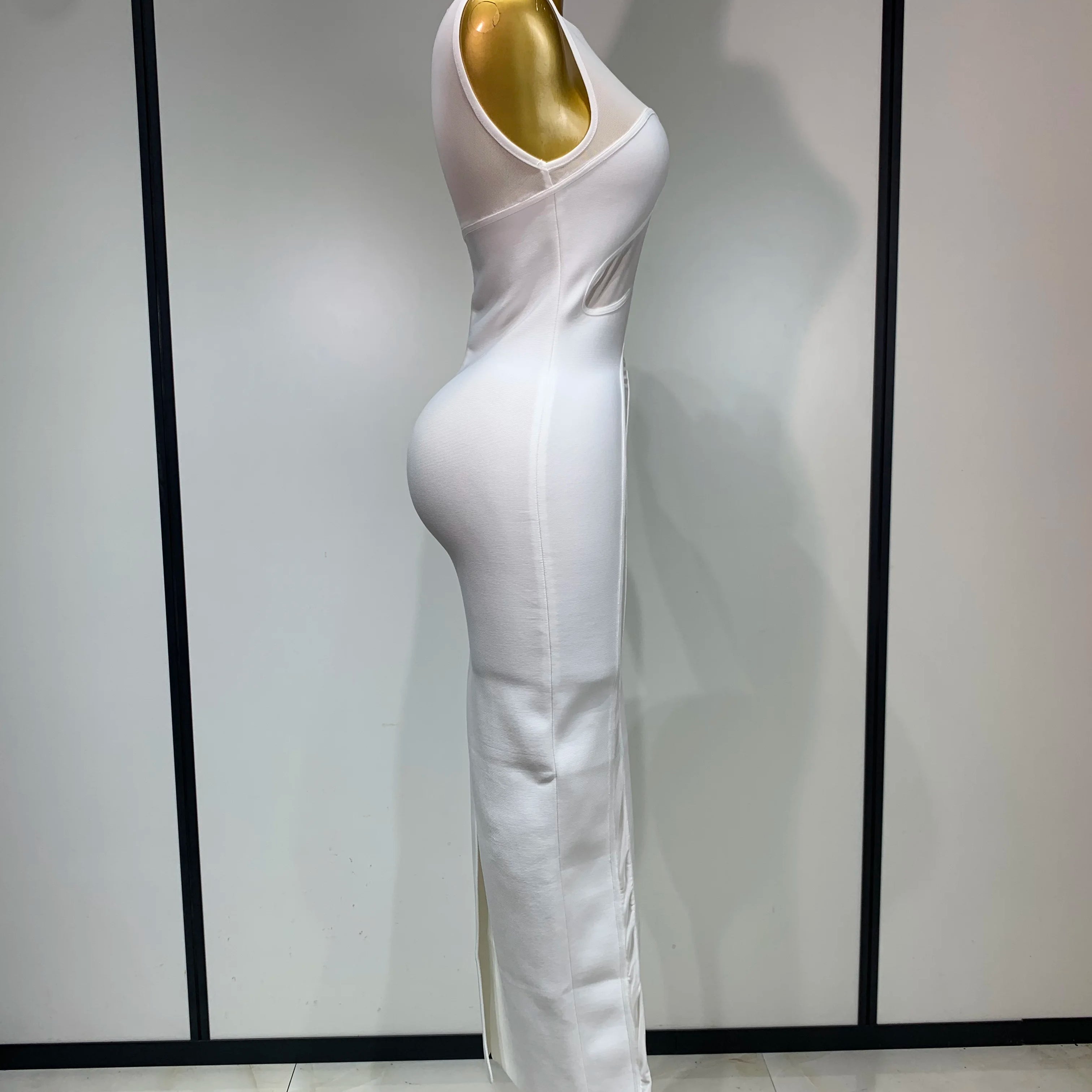 High Quality Sexy O Neck Mesh Bodycon Bandage Dress Evening Party Gown 2025 Celebrity Elegant Luxury Birthday Club Dresses