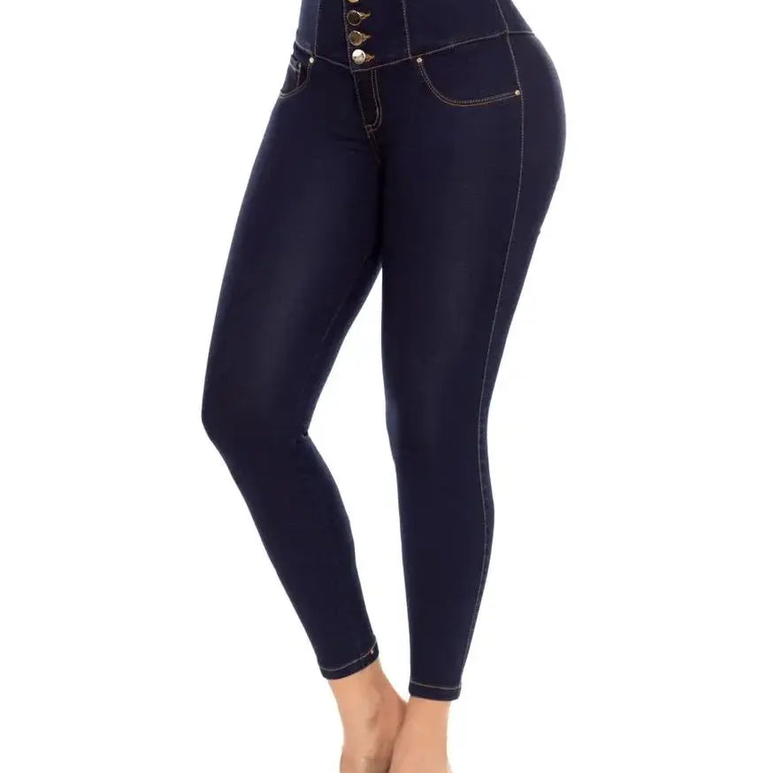 Colombian Butt Lift High Waist Jeans With Internal Girdle Flatten Your Tummy Control Your Legs Navy High Waist Lift Jeans Blue