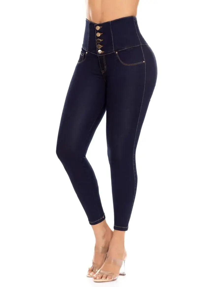 Colombian Butt Lift High Waist Jeans With Internal Girdle Flatten Your Tummy Control Your Legs Navy High Waist Lift Jeans Blue